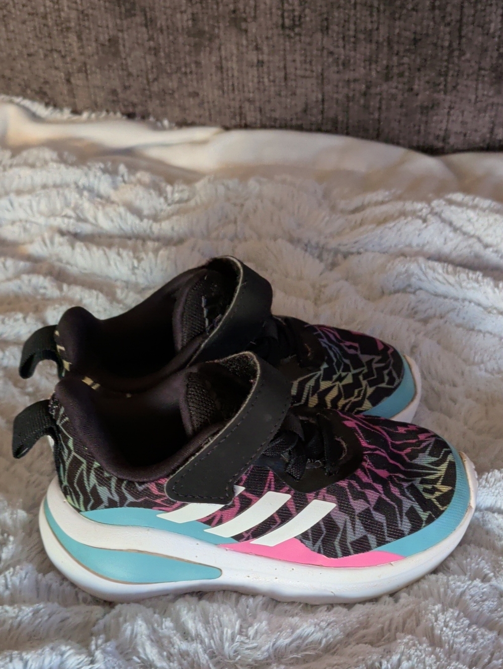 Kids  Multicolor Adidas Sneakers with Pink & Teal Accents